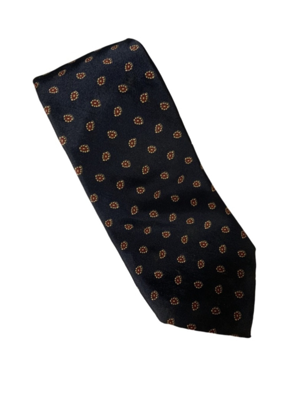 Men's Lancaster Necktie One Size Navy Blue with Red Pattern